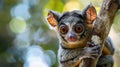 portrait of Tarsius bancanus cute face leaning on a tree Royalty Free Stock Photo