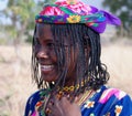 Portrait of tattooed Mbororo aka Wodaabe tribe woman in Poli, Cameroon