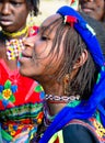 Portrait of tattooed Mbororo aka Wodaabe tribe woman Poli, Cameroon Royalty Free Stock Photo