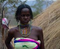 Portrait of tattooed Mbororo aka Wodaabe tribe woman Poli, Cameroon