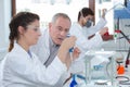 portrait teacher and students in biology class Royalty Free Stock Photo