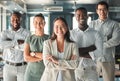 Portrait of team, posing in the office in a business meeting and smiling. Professional ceo, management and employees Royalty Free Stock Photo