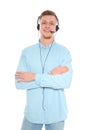 Portrait of technical support operator with headset isolated Royalty Free Stock Photo