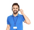 Portrait of technical support operator with headset isolated Royalty Free Stock Photo