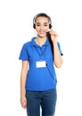 Portrait of technical support operator with headset Royalty Free Stock Photo