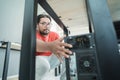 Portrait of technician install a new hardware a part of personal computer Royalty Free Stock Photo