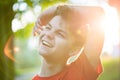 Portrait of teen boy with sun rays Royalty Free Stock Photo