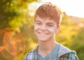 Portrait of teen boy with sun rays Royalty Free Stock Photo