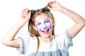 Portrait of teen girl with cat face painting Royalty Free Stock Photo