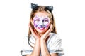 Portrait of teen girl with cat face painting Royalty Free Stock Photo