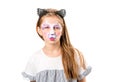 Portrait of teen girl with cat face painting Royalty Free Stock Photo