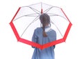 Teen girl with umbrella on white Royalty Free Stock Photo