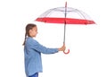 Teen girl with umbrella on white Royalty Free Stock Photo