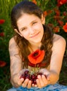 Portrait teen girl with poppy Royalty Free Stock Photo