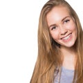 Portrait of teen girl showing dental braces. Royalty Free Stock Photo