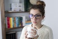 Portrait of teen with glasses.