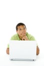 Portrait Of Teenage Boy On His Laptop Royalty Free Stock Photo