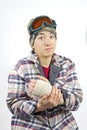 Expression of teen after snowboarding injury