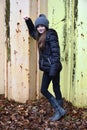 Girl with grey bobble hat