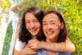 Portrait of teenage girl embracing her mother Royalty Free Stock Photo