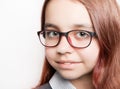 Portrait of teenage girl with glasses close-up. Royalty Free Stock Photo