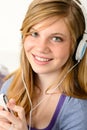 Portrait of a teenage girl listening music Royalty Free Stock Photo