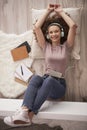 Portrait of  teenage girl listening to music Royalty Free Stock Photo
