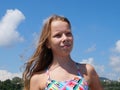 Portrait of a teenage girl with long blond hair on a summer sunny day Royalty Free Stock Photo