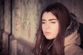 Portrait of a teenage girl outdoor wearing winter coat