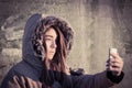 Portrait of a teenage girl outdoor wearing winter coat Royalty Free Stock Photo