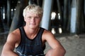 Portrait of a teenage surfer boy at the beach Royalty Free Stock Photo