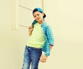 Portrait of teenager boy wearing baseball and shirt in the city Royalty Free Stock Photo