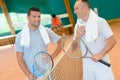 portrait tennis players having tennis conversation