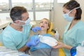 Portrait terrified woman scared at dentist