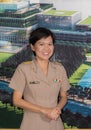 Portrait of Thai Parliamentary officer uniform woman.