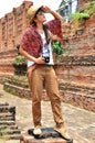 Portrait Thai woman Model at Prasat Nakhon Luang, Ruin of Ayutthaya Thailand