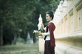 Portrait Thai women wear traditional Thai dresses.