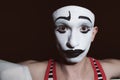 Portrait of a theatrical actor with mime makeup