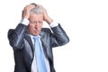 Portrait of thinking senior businessman on white background Royalty Free Stock Photo