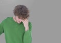 Portrait of thinking stressed Man with grey background Royalty Free Stock Photo