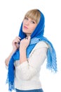 Portrait of thoughtful beautiful girl with a scarf Royalty Free Stock Photo