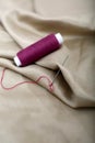 Portrait of thread and needle attached in cloth with Sewing thread Royalty Free Stock Photo