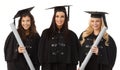 Portrait of three female graduates smiling happy Royalty Free Stock Photo