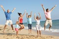 Portrait Of Three Generation Family On Beach