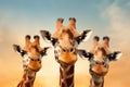 Three giraffes take a selfie Royalty Free Stock Photo
