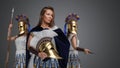 Female warlord and two warriors women from ancient greece