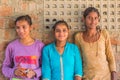 Portrait of three young women in rural Rajasthan Royalty Free Stock Photo