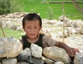 Portrait of Tibetan boy in Ladakh, India Royalty Free Stock Photo