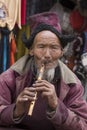 Portrait tibetan old man on the street in Leh, Ladakh. India