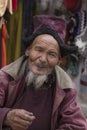 Portrait tibetan old man on the street in Leh, Ladakh. India